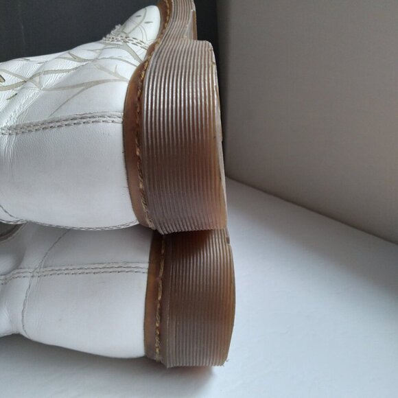 Vintage Dr Martens White Leather 'Deathmoth' Garden 14 Eyelet Zip Boot US Sz 9 - Picture 14 of 16